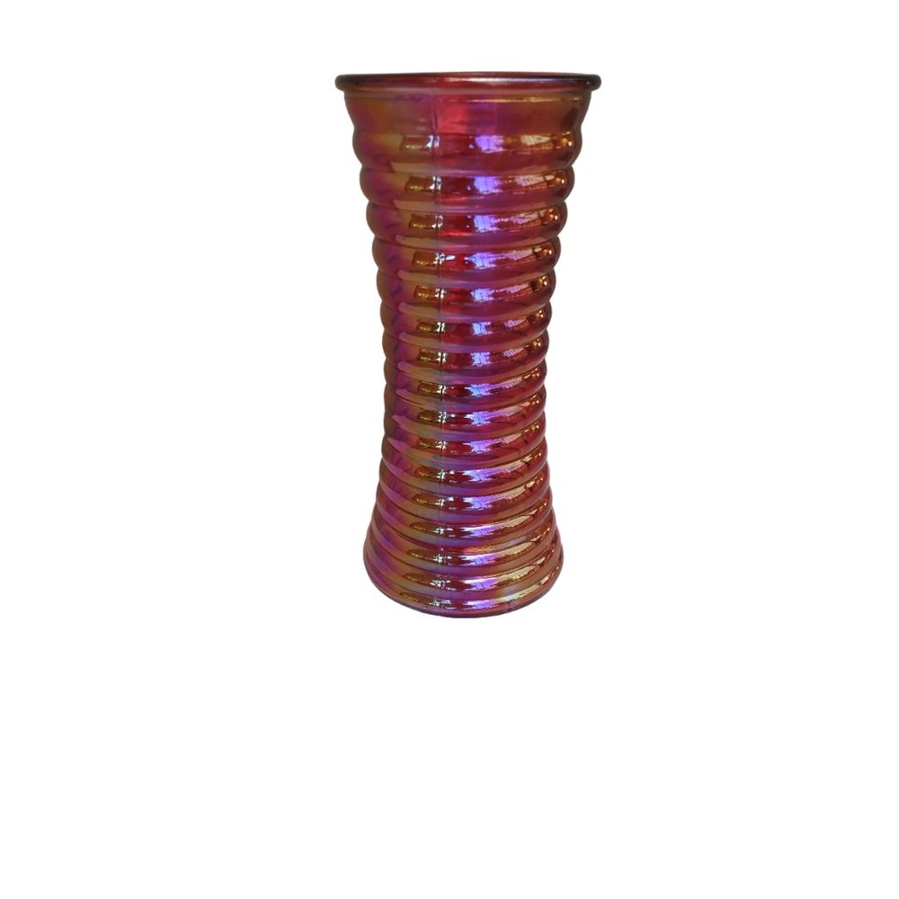 burton+ BURTON Pink Iridescent Ribbed Hourglass Decorative Vase - Picture 3 of 8